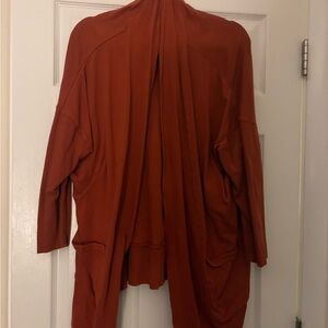 Pact Women's Jersey Rust Slouchy Open Cardigan Sweater